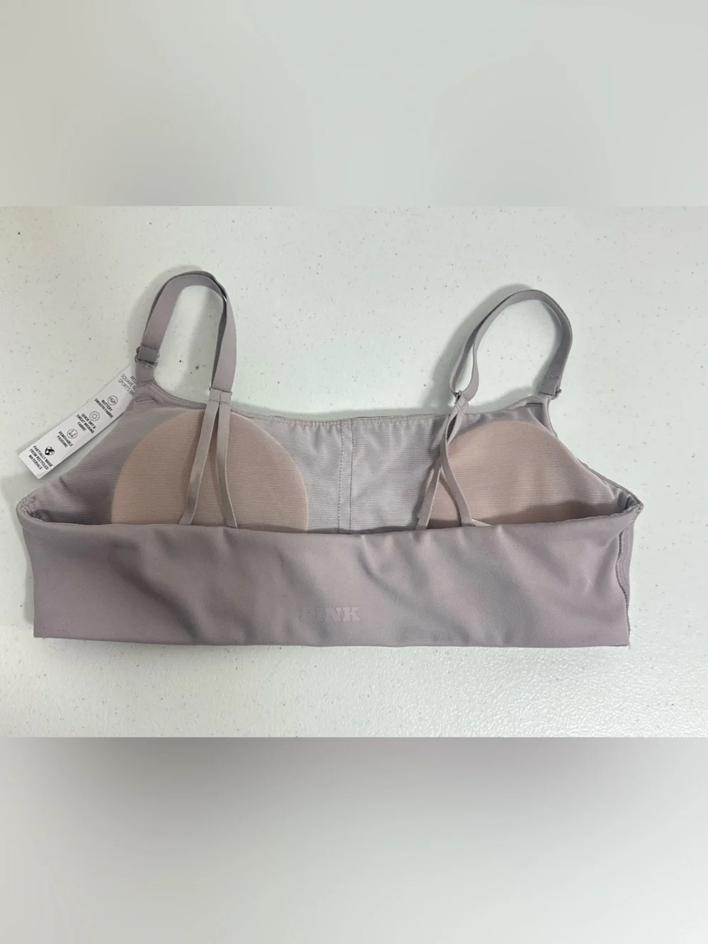 NWT Victorias Secret PINK Size Small S Taupe Relay Square-Neck Sports Bra